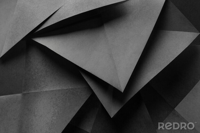 Sticker  Geometric shapes of gray paper for dark abstract background