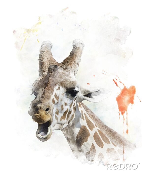 Sticker  Girafe aquarelle