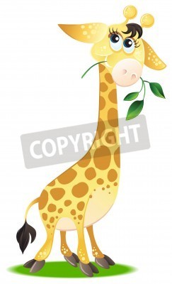 Sticker  Girafe mordant une illustration de brindille pour les enfants