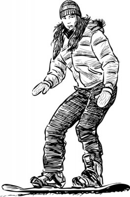 Sticker  Girl on a snowboard