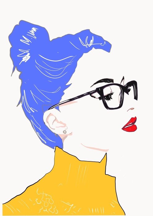 Sticker  Girl with glasses. Student girl. Smart girl. Portrait young woman