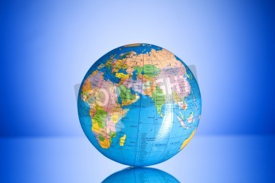 Sticker  Globalisation concept - globe against gradient colorful background