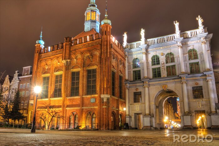 Sticker  Golden Gate à Gdansk dans la nuit - Pologne