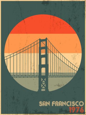 Sticker  Golden Gates Bridge San Francisco 1976 Original Poster 