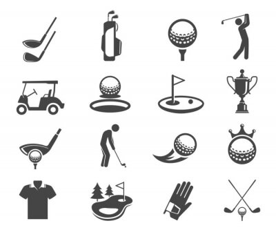 Sticker  Golf sport game vector glyph icons set