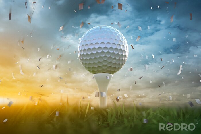 Sticker  golfball on grass field