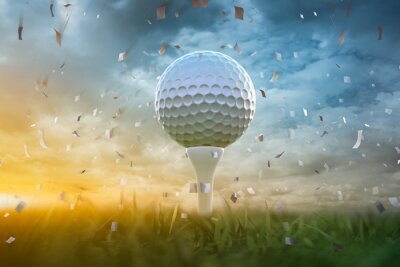 Sticker  golfball on grass field