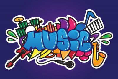 Sticker  Graffiti. Music word