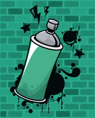 Sticker  graffiti urban style poster with paint spray bottle
