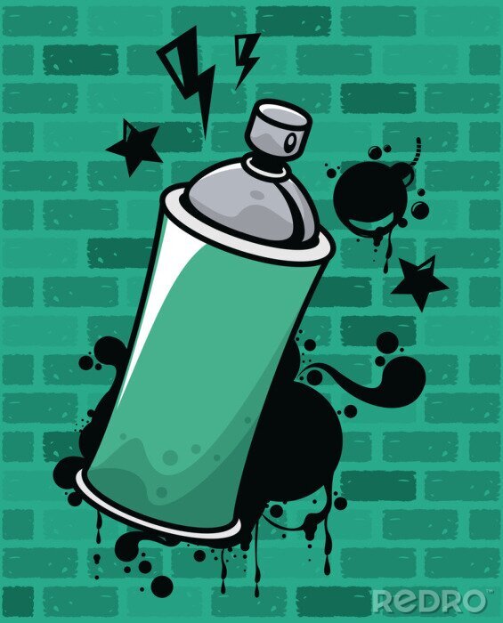 Sticker  graffiti urban style poster with paint spray bottle