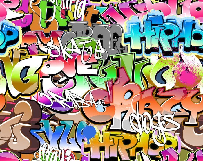 Sticker  Graffitis colorés sur fond blanc