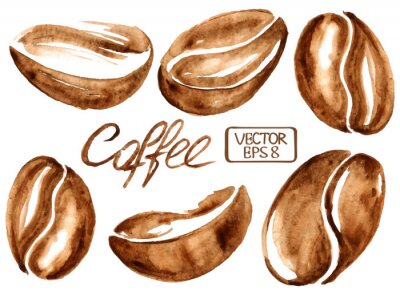 grains de café Aquarelle icônes