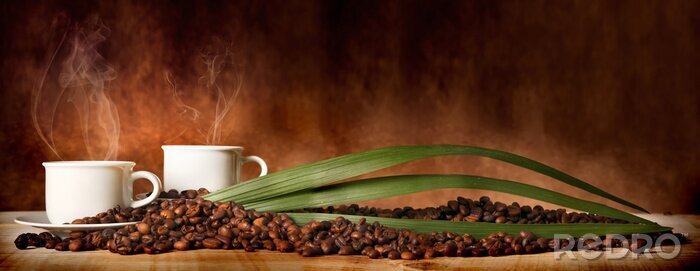 Sticker  Grains de café éparpillés sur une table