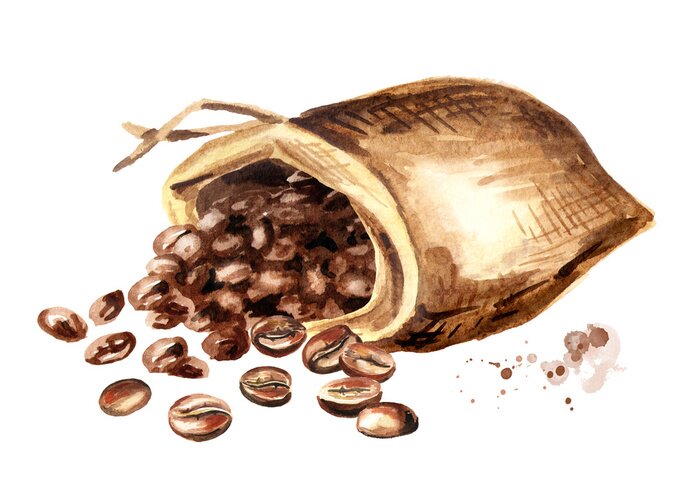 Sticker  Grains de café sortant du sac