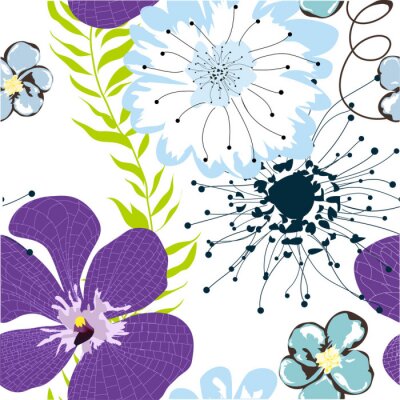Sticker  Grandes fleurs sur fond clair