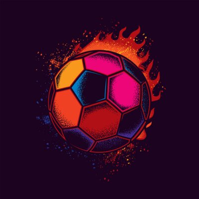 Sticker  Graphique contrasté avec une boule entourée de flammes