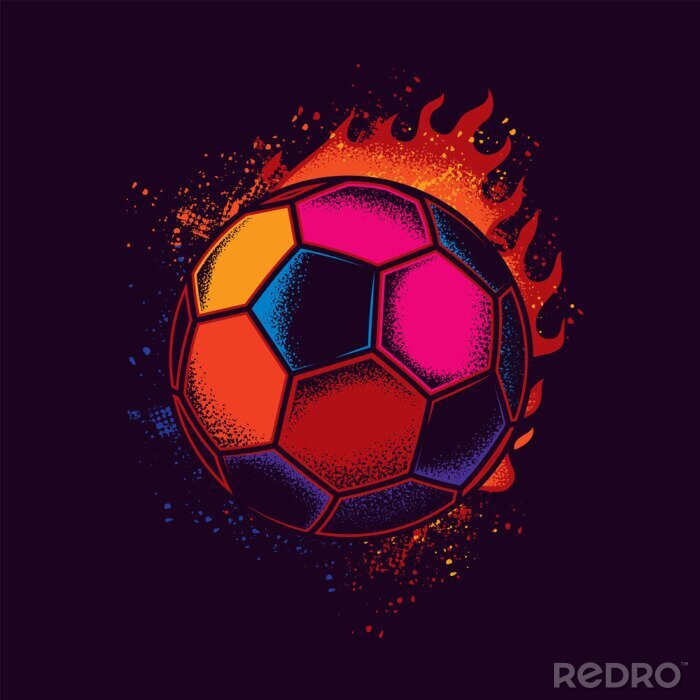 Sticker  Graphique contrasté avec une boule entourée de flammes