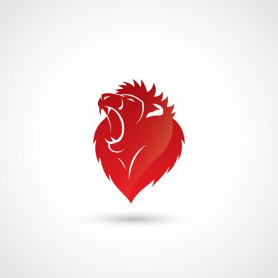 Sticker  Graphique de tête de lion rugissant rouge Lions