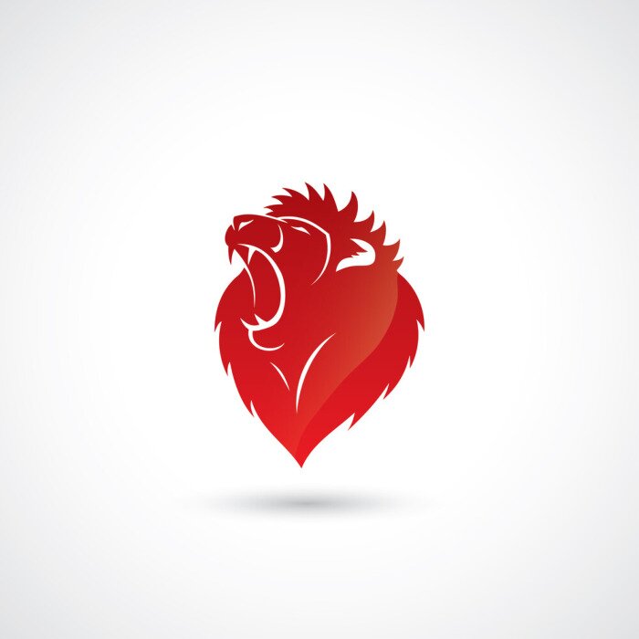 Sticker  Graphique de tête de lion rugissant rouge Lions