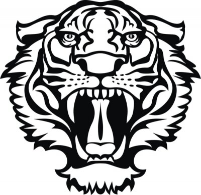 Sticker  Graphique de tigres d'un tigre féroce aux dents acérées