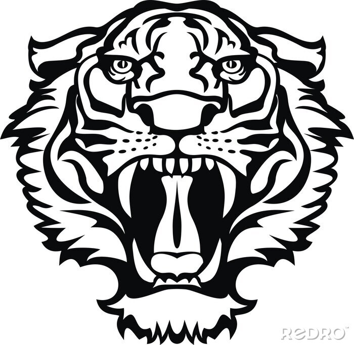 Sticker  Graphique de tigres d'un tigre féroce aux dents acérées