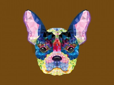 Sticker  Graphique géométrique tête de chien coloré