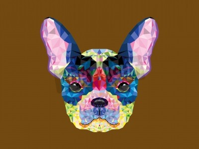 Sticker  Graphique géométrique tête de chien coloré