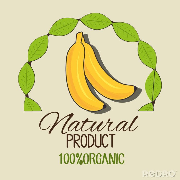 Sticker  Graphique promotionnel simple de bananes biologiques