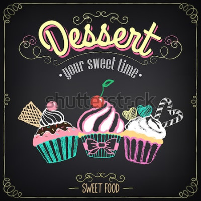 Sticker  Graphique typographique coloré avec des muffins colorés