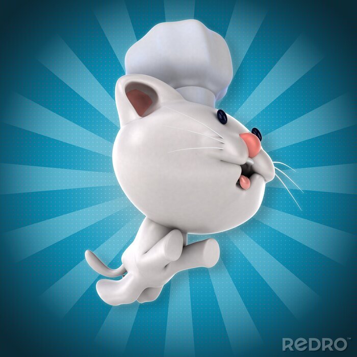 Sticker  Graphiques 3D de chats avec un chat dans une toque de chef