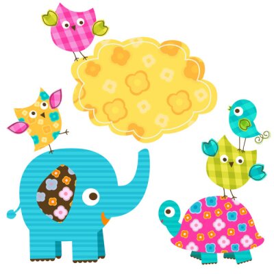Graphiques colorés décoratifs représentant des animaux