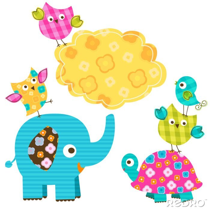 Sticker  Graphiques colorés décoratifs représentant des animaux