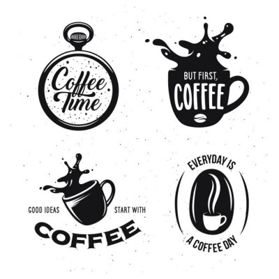 Sticker  Graphiques de café noir et blanc
