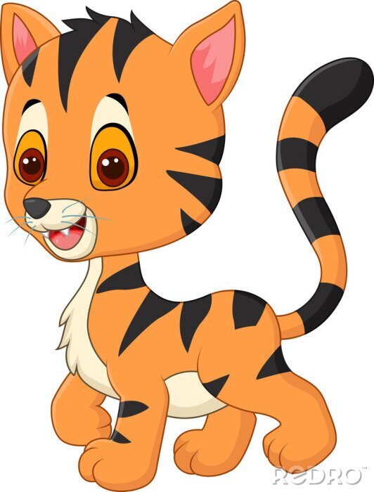 Sticker  Graphiques de chats sauvages pour les enfants souriant tigre cub
