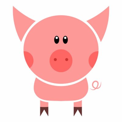 Sticker  Graphiques de cochon rose dans un style simple