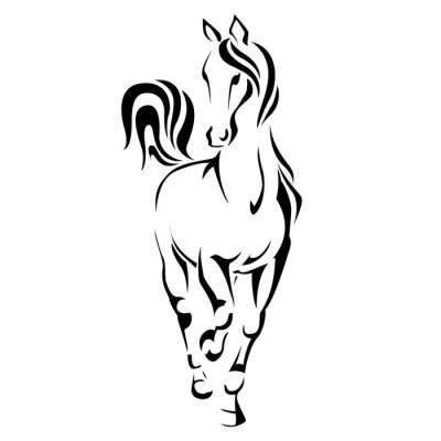 Sticker  Graphiques de contour de cheval minimalistes