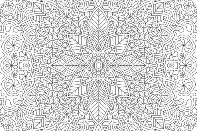 Sticker  Graphiques de fleurs en noir et blanc ressemblant à un mandala