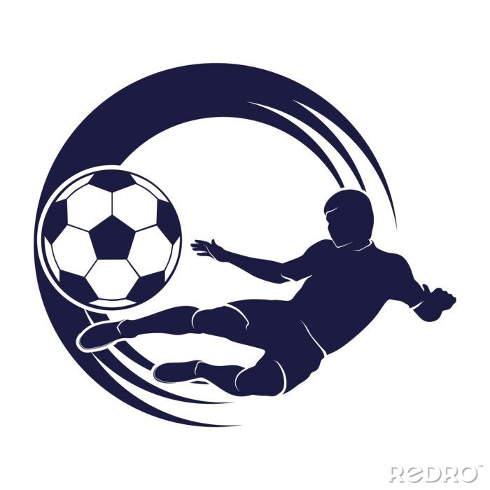 Sticker  Graphiques de football dynamiques bleu foncé avec un joueur