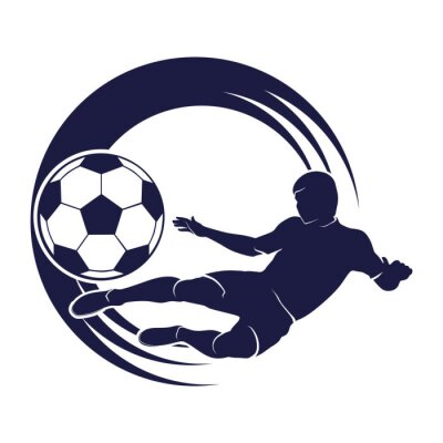 Sticker  Graphiques de football dynamiques bleu foncé avec un joueur