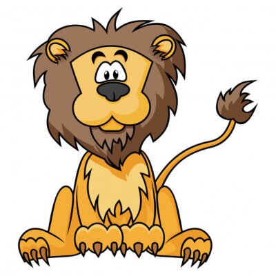 Sticker  Graphiques de lion assis dans un style cartoon