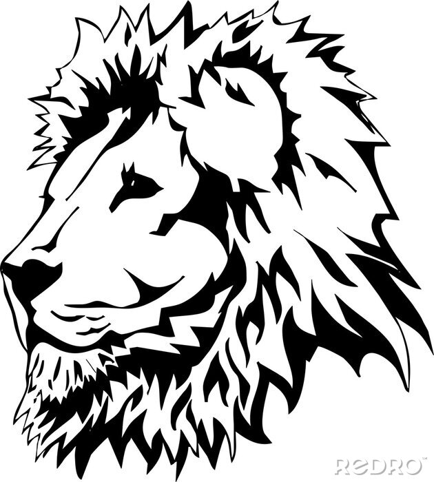 Sticker  Graphiques de lion avec des contours noirs de tête de lion