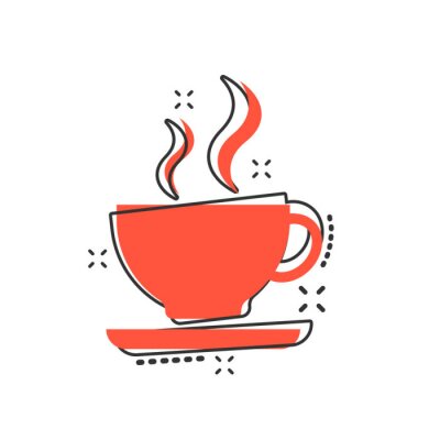 Sticker  Graphiques de tasse à café orange et noir