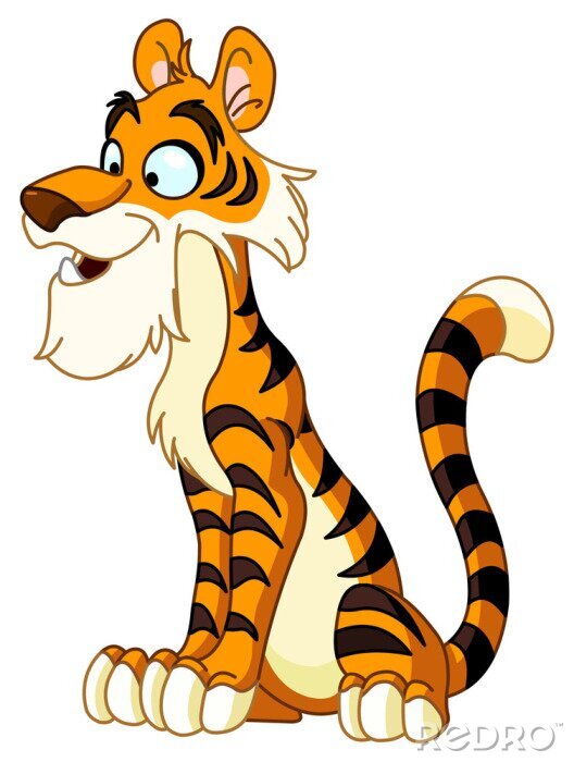 Sticker  Graphiques de tigre assis en style cartoon