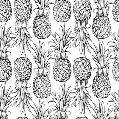 Sticker  Graphiques en noir et blanc avec des ananas