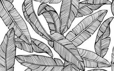 Sticker  Graphiques en noir et blanc avec des feuilles