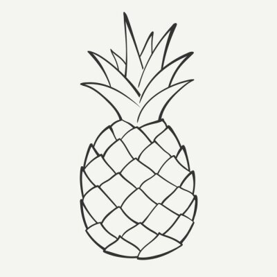 Graphiques en noir et blanc avec un seul ananas