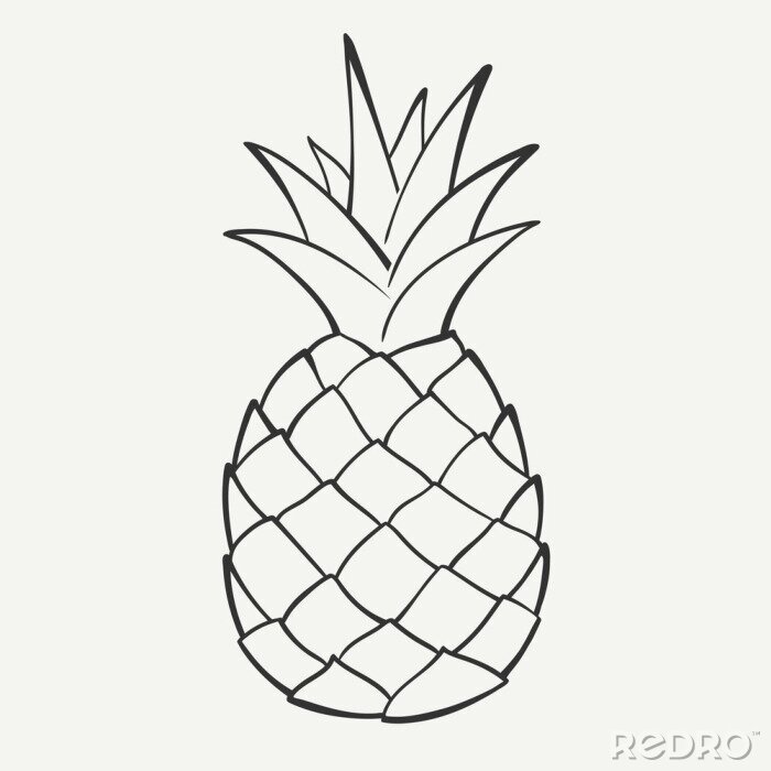 Sticker  Graphiques en noir et blanc avec un seul ananas