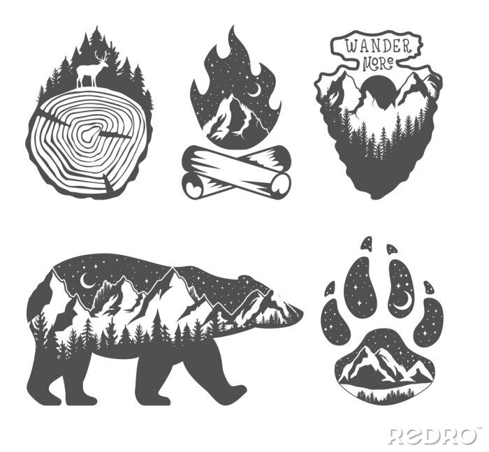 Sticker  Graphiques en noir et blanc inspirés de la faune