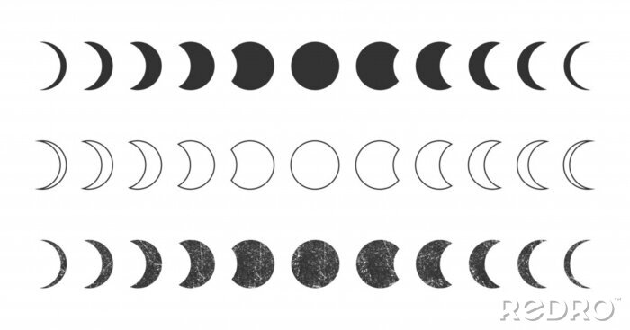 Sticker  Graphiques en noir et blanc représentant les phases de la lune