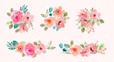 Sticker  Graphiques floraux pastel dans une esthétique aquarelle